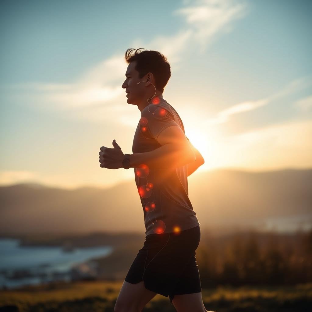 Active person with enhanced stamina and energy from improved nitric oxide levels