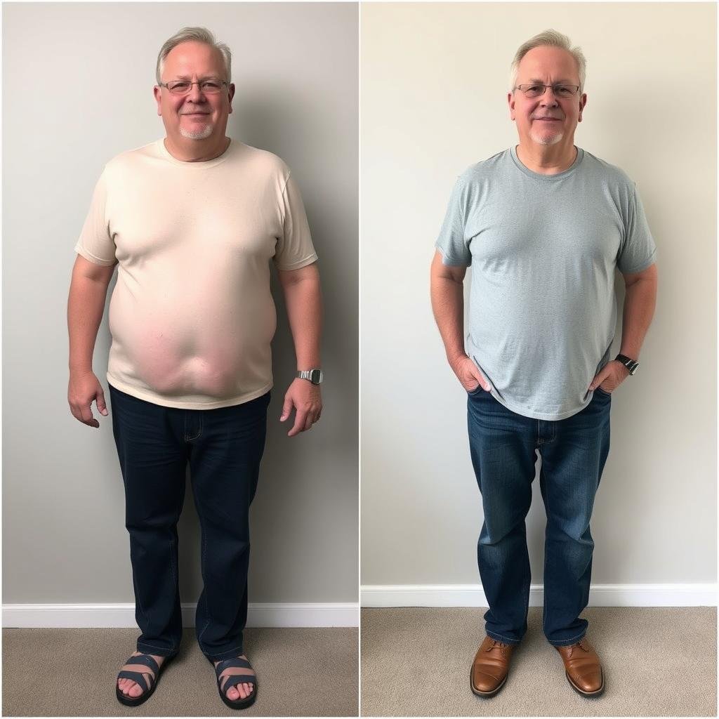Before and after transformation of Michael who lost weight with [ZERO FAT]