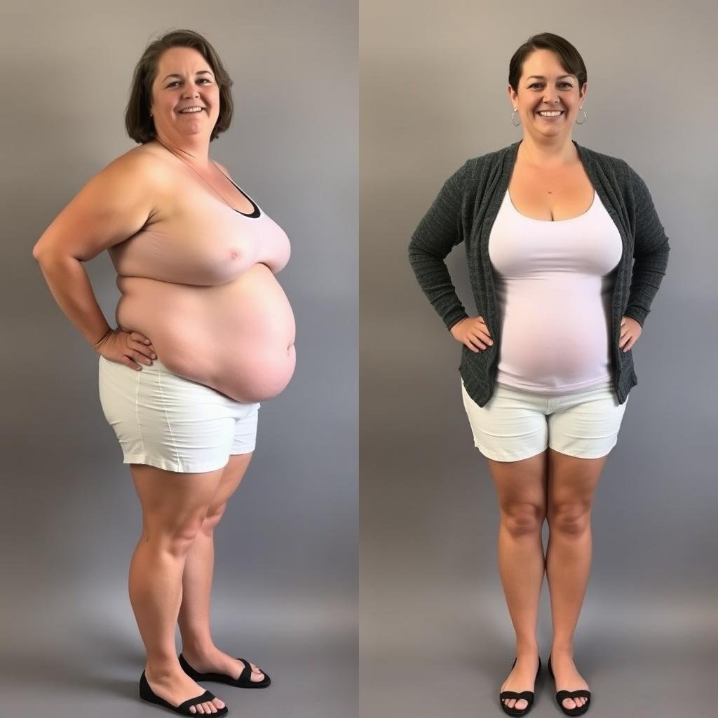 Before and after transformation of person who lost weight with KeySlim Drops