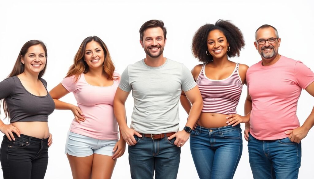 Group of people showing their successful weight loss results with KeySlim Drops