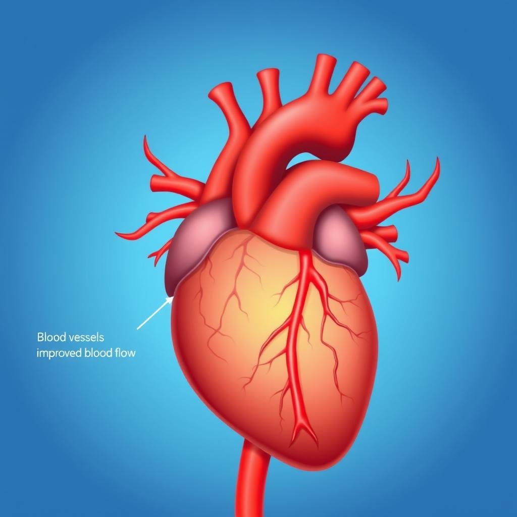Healthy heart with improved blood flow due to nitric oxide
