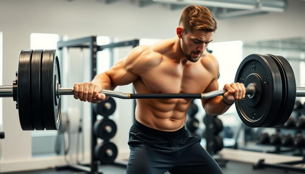 Man showing improved gym performance with Enhanced Labs Top T testosterone booster