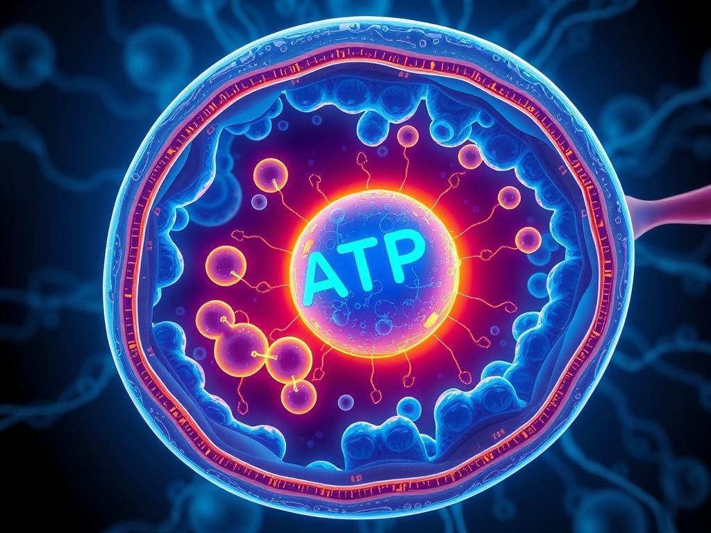 Mitochondria producing energy in cells
