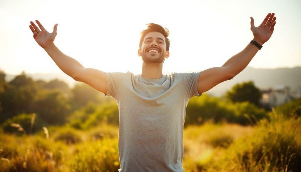 Person feeling energetic after boosting metabolism and energy