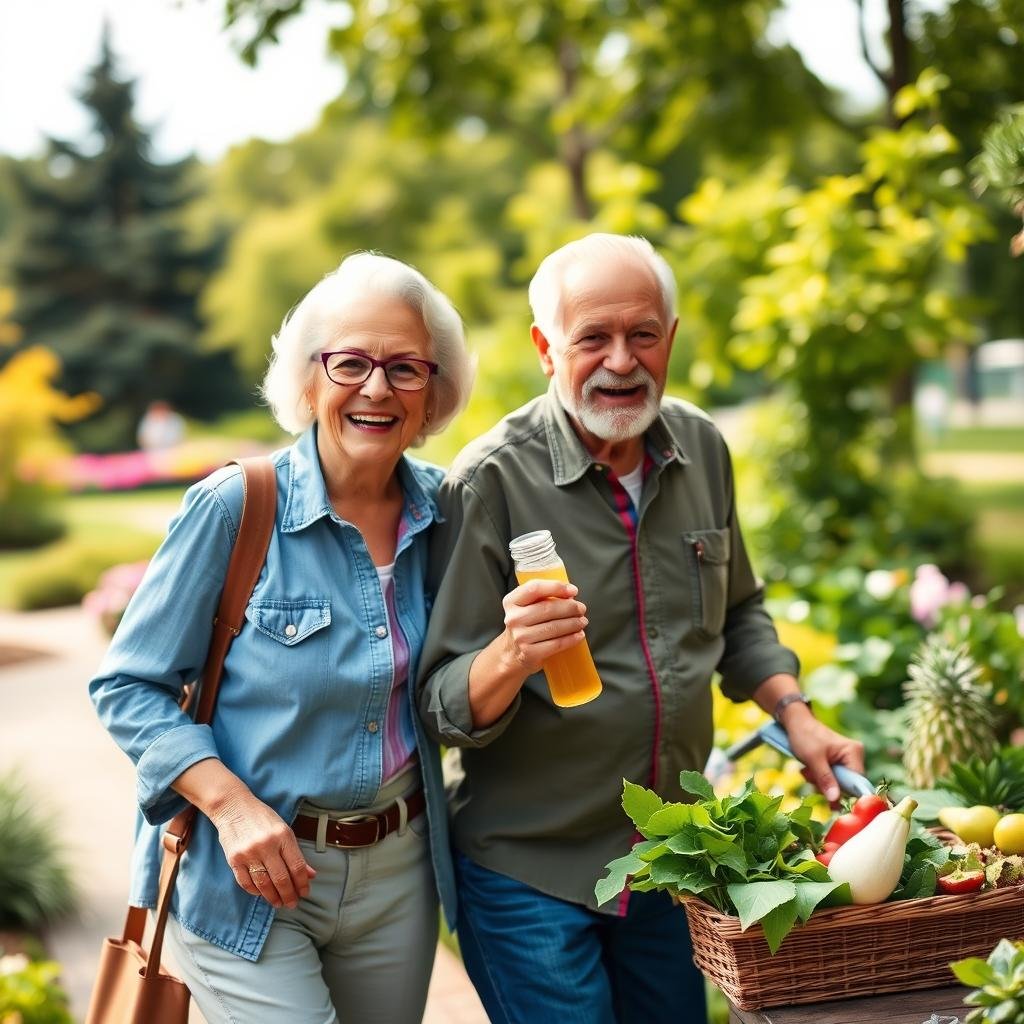 Senior couple maintaining an active lifestyle with GlucoTonic support