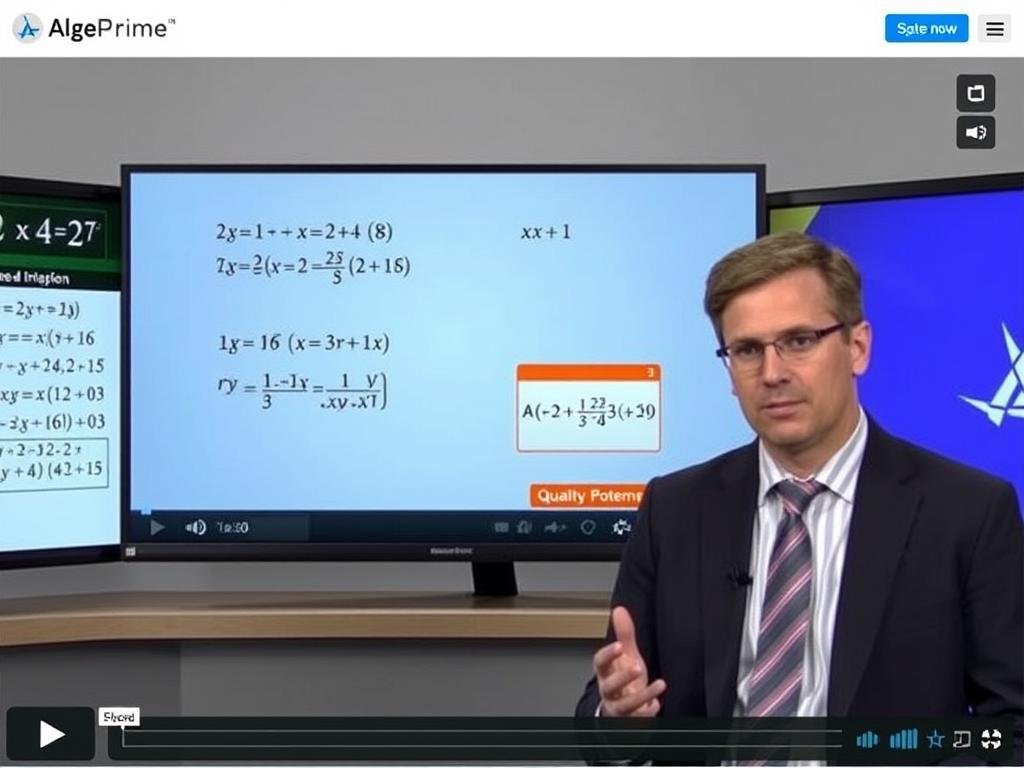 AlgePrime Review 2025 showing a professional video lesson with instructor explaining algebra concepts AlgePrime Review 2025 showing a professional video lesson with instructor explaining algebra concepts