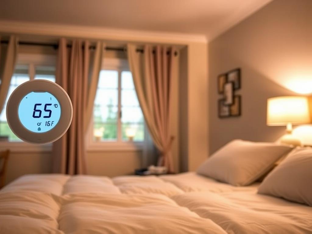 Bedroom with optimal temperature settings for science-backed sleep hacks Bedroom with optimal temperature settings for science-backed sleep hacks