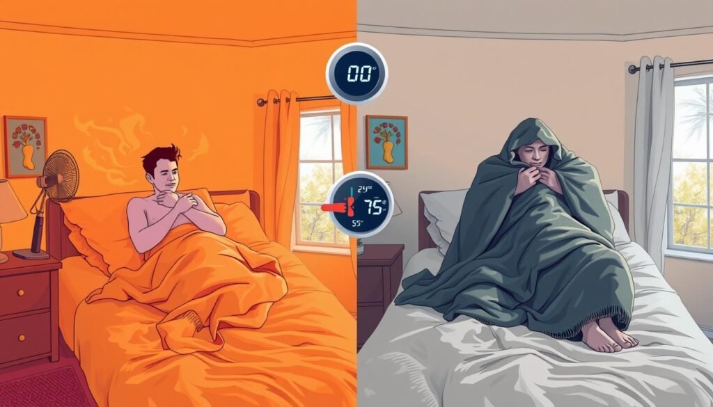 Bedroom with visible temperature issues affecting sleep quality, a common hidden sleep destroyer in your bedroom Bedroom with visible temperature issues affecting sleep quality, a common hidden sleep destroyer in your bedroom