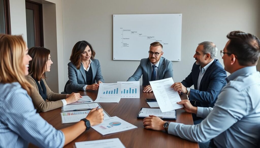 Business transition planning session with JMA advisors and company leadership