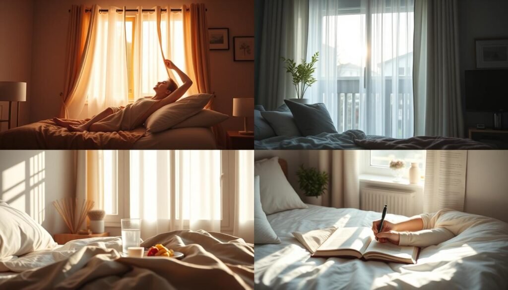 Person following complete morning routine for better sleep Person following complete morning routine for better sleep