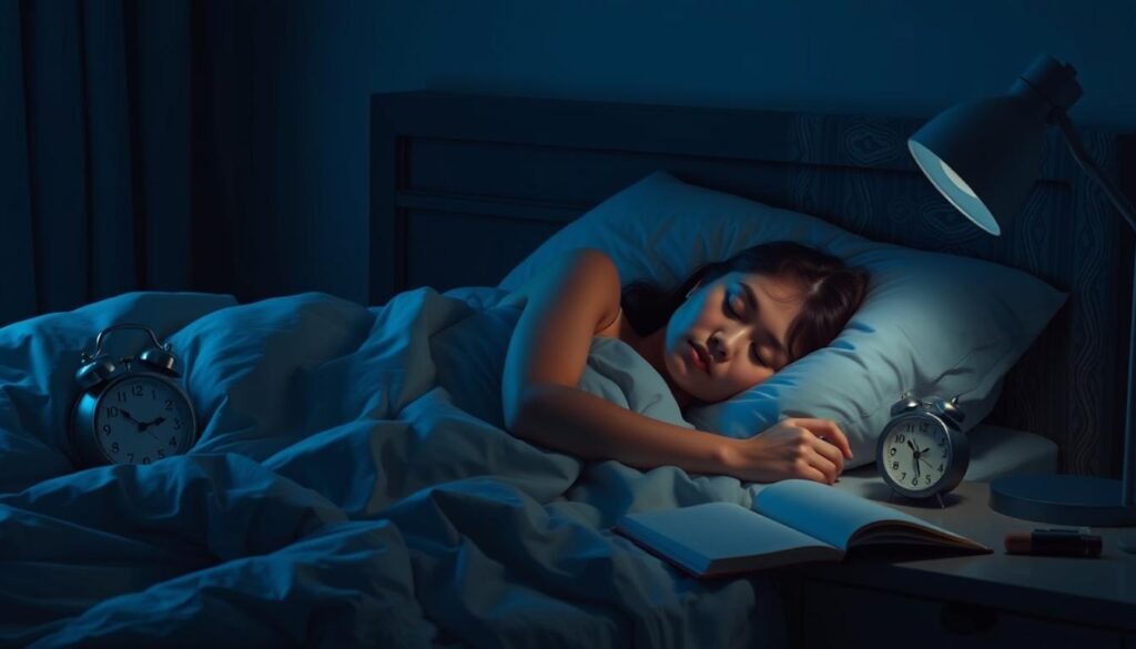 Person sleeping peacefully after following effective morning routine Person sleeping peacefully after following effective morning routine