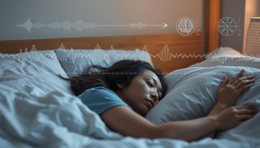 5 Science-Backed Sleep Hacks That Actually Work Person sleeping peacefully in bed with science-backed sleep hacks illustrated