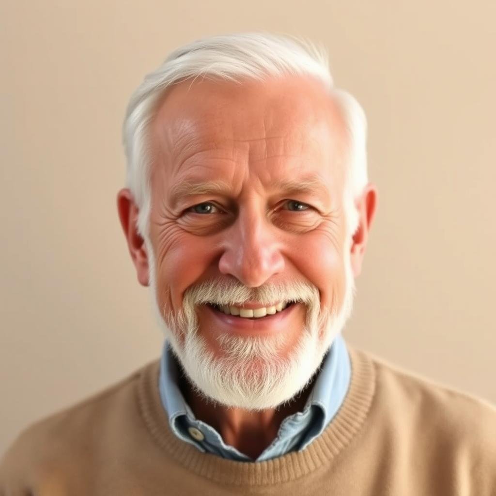 Portrait of James, 82, who achieved computer literacy for seniors despite initial reluctance Portrait of James, 82, who achieved computer literacy for seniors despite initial reluctance