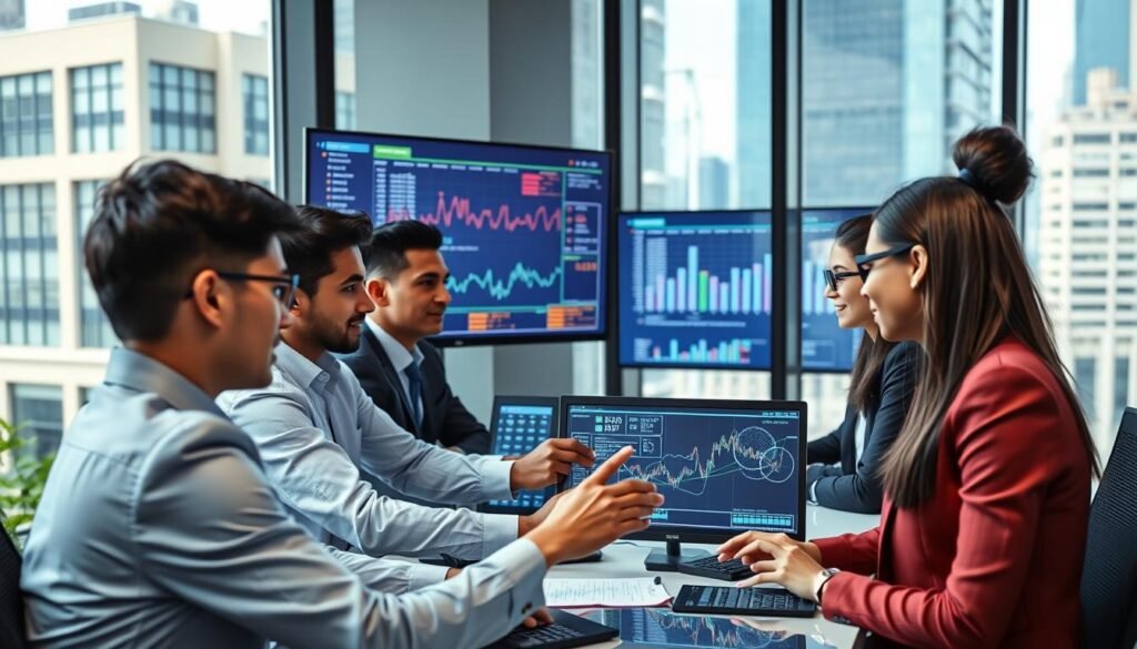 Professional working with quantum finance applications showing career opportunities Professional working with quantum finance applications showing career opportunities